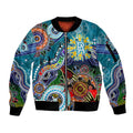 Custom NAIDOC Week 2024 Port Adelaide Power Sleeve Zip Bomber Jacket Australia Aboriginal Dot Painting