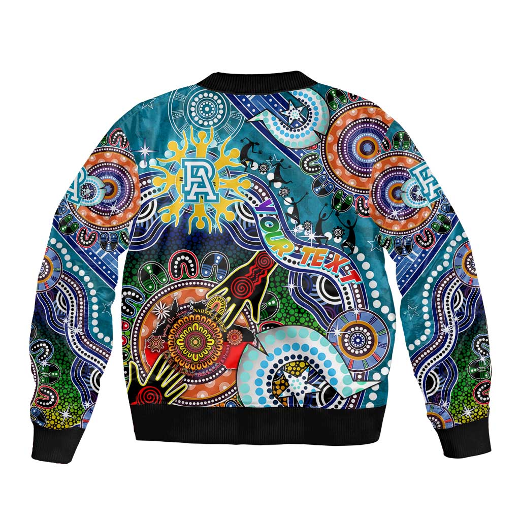 Custom NAIDOC Week 2024 Port Adelaide Power Sleeve Zip Bomber Jacket Australia Aboriginal Dot Painting