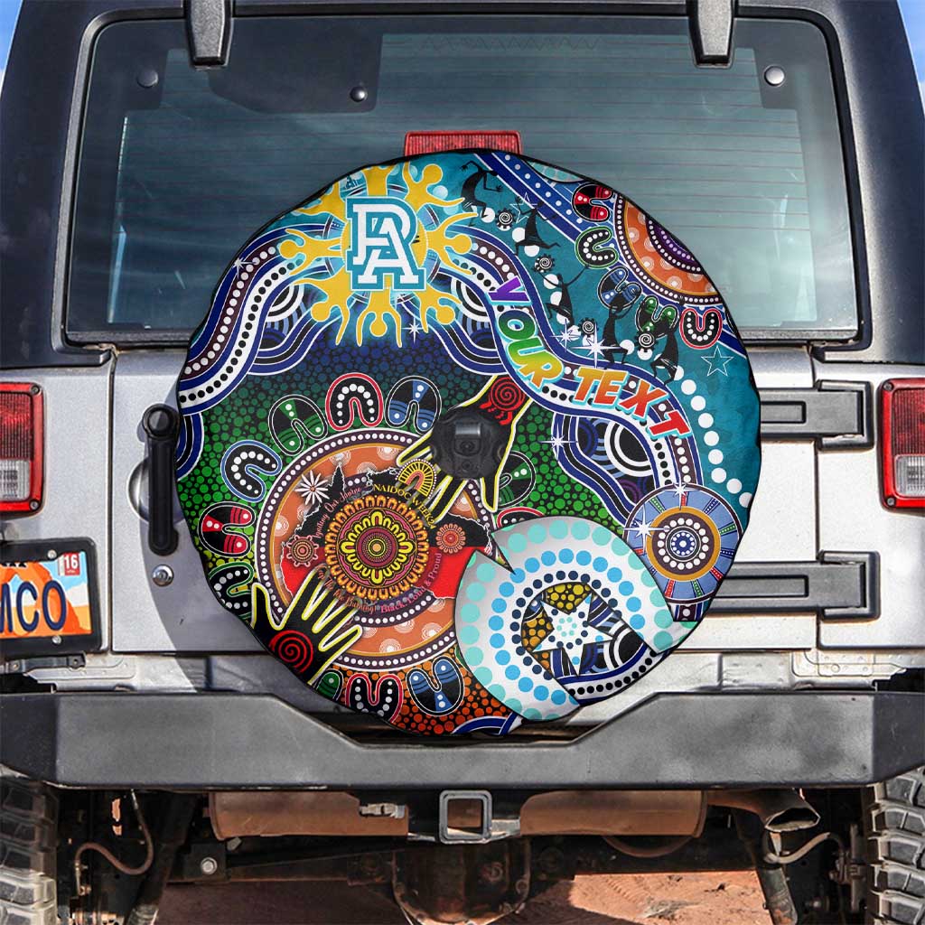 Custom NAIDOC Week 2024 Port Adelaide Power Spare Tire Cover Australia Aboriginal Dot Painting