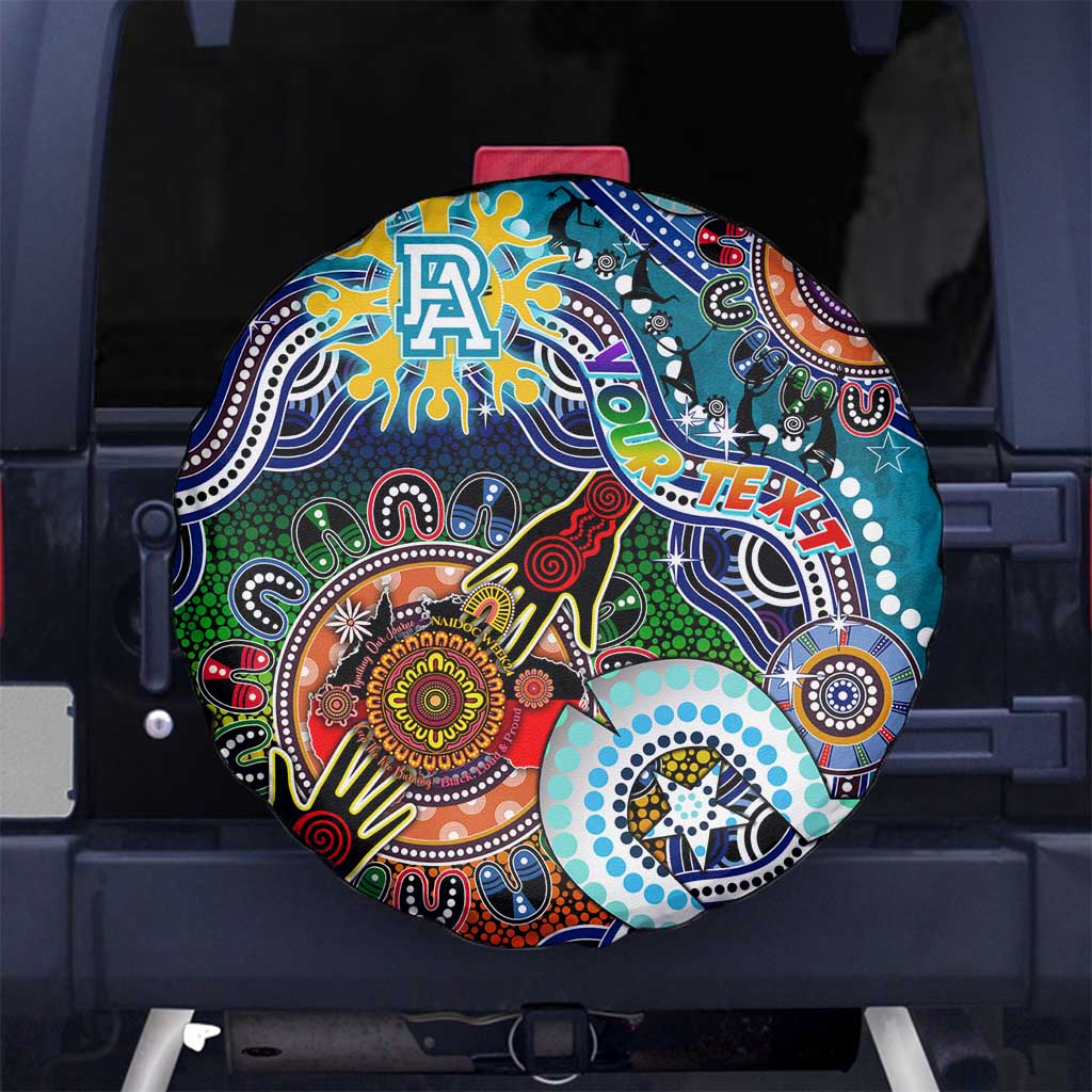 Custom NAIDOC Week 2024 Port Adelaide Power Spare Tire Cover Australia Aboriginal Dot Painting
