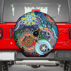Custom NAIDOC Week 2024 Port Adelaide Power Spare Tire Cover Australia Aboriginal Dot Painting