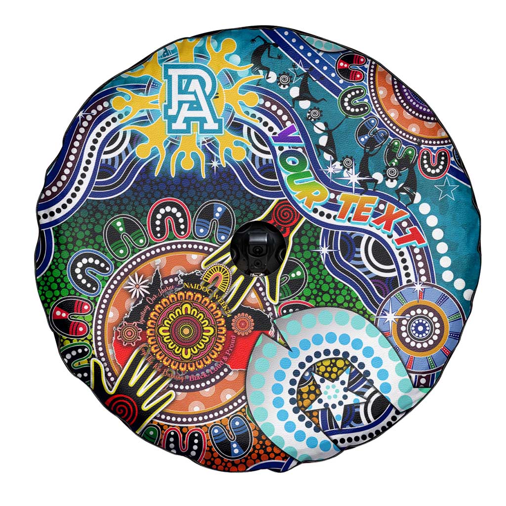 Custom NAIDOC Week 2024 Port Adelaide Power Spare Tire Cover Australia Aboriginal Dot Painting