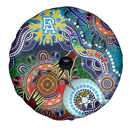 Custom NAIDOC Week 2024 Port Adelaide Power Spare Tire Cover Australia Aboriginal Dot Painting