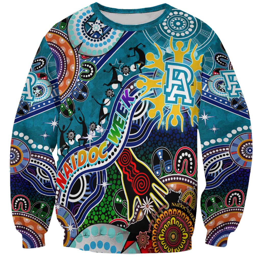 Custom NAIDOC Week 2024 Port Adelaide Power Sweatshirt Australia Aboriginal Dot Painting