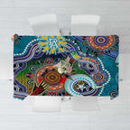 Custom NAIDOC Week 2024 Port Adelaide Power Tablecloth Australia Aboriginal Dot Painting