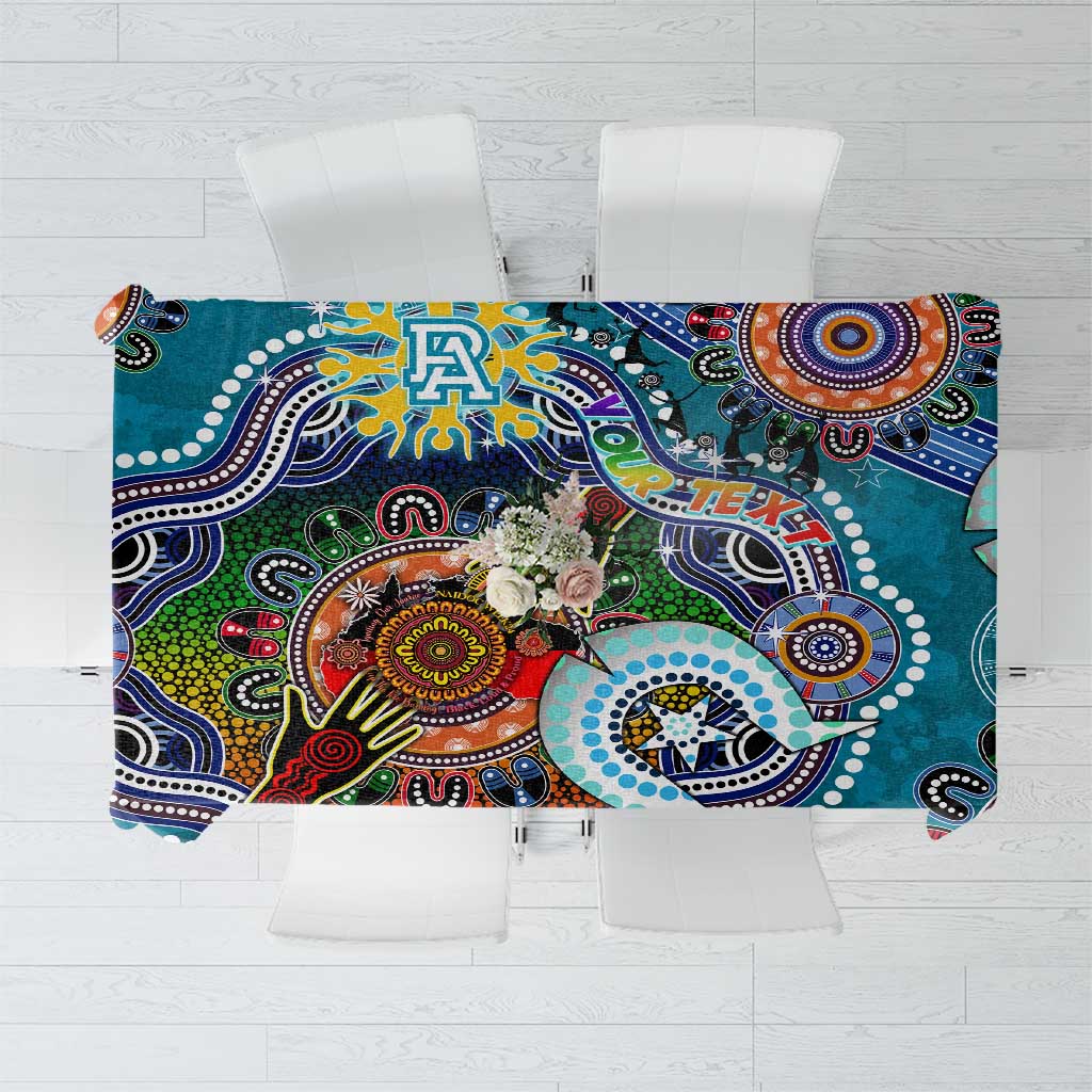 Custom NAIDOC Week 2024 Port Adelaide Power Tablecloth Australia Aboriginal Dot Painting