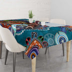 Custom NAIDOC Week 2024 Port Adelaide Power Tablecloth Australia Aboriginal Dot Painting