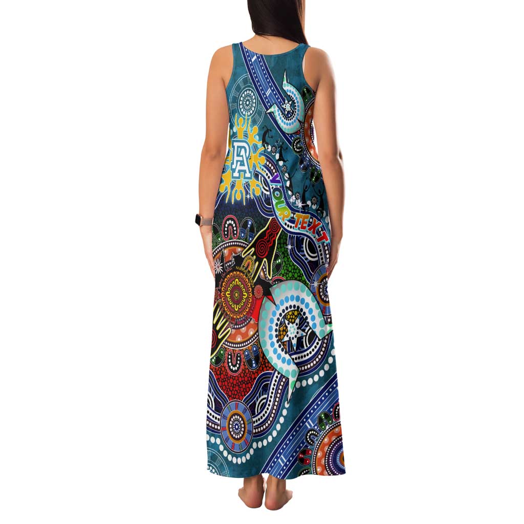 Custom NAIDOC Week 2024 Port Adelaide Power Tank Maxi Dress Australia Aboriginal Dot Painting