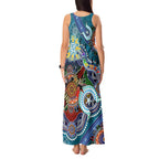 Custom NAIDOC Week 2024 Port Adelaide Power Tank Maxi Dress Australia Aboriginal Dot Painting