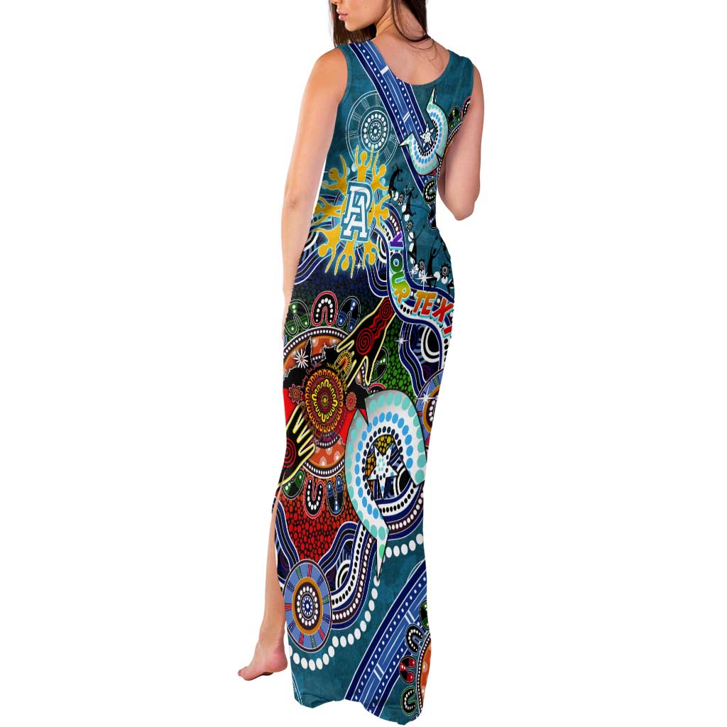 Custom NAIDOC Week 2024 Port Adelaide Power Tank Maxi Dress Australia Aboriginal Dot Painting