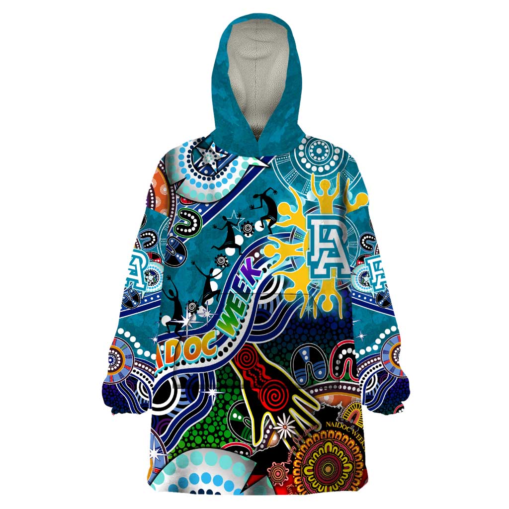 Custom NAIDOC Week 2024 Port Adelaide Power Wearable Blanket Hoodie Australia Aboriginal Dot Painting