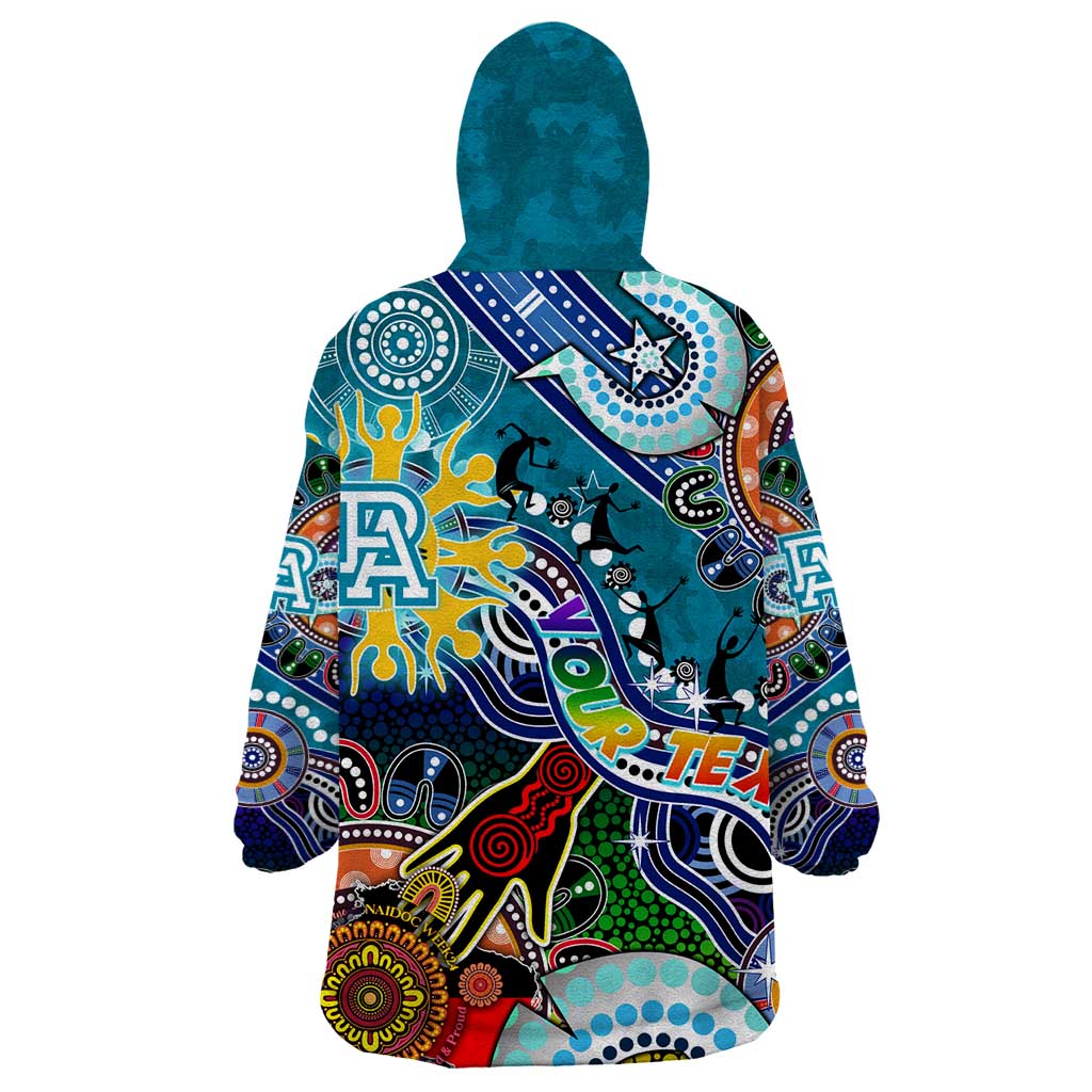 Custom NAIDOC Week 2024 Port Adelaide Power Wearable Blanket Hoodie Australia Aboriginal Dot Painting