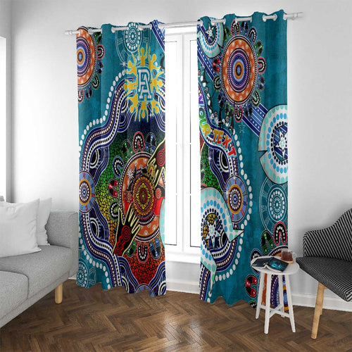 Custom NAIDOC Week 2024 Port Adelaide Power Window Curtain Australia Aboriginal Dot Painting