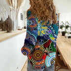 Custom NAIDOC Week 2024 Port Adelaide Power Women Casual Shirt Australia Aboriginal Dot Painting