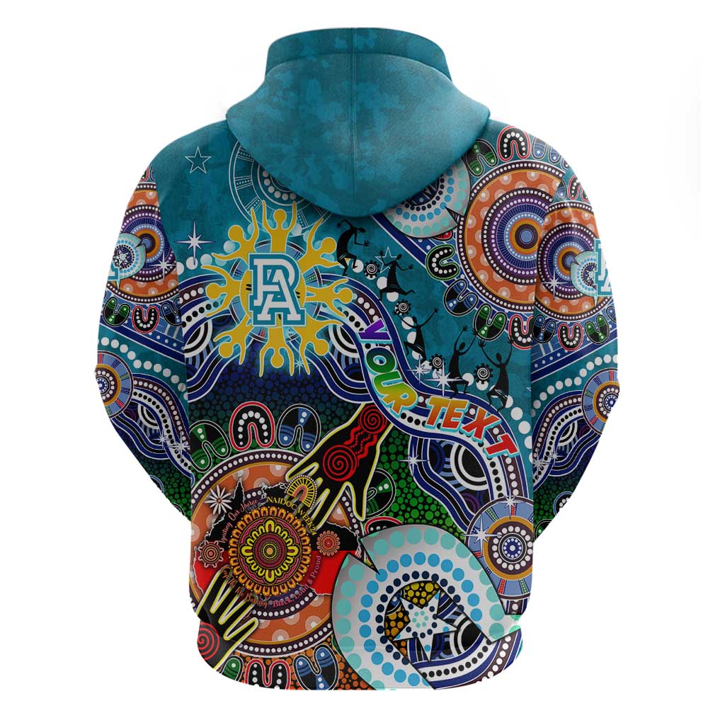 Custom NAIDOC Week 2024 Port Adelaide Power Zip Hoodie Australia Aboriginal Dot Painting