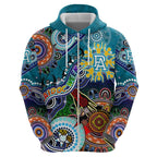 Custom NAIDOC Week 2024 Port Adelaide Power Zip Hoodie Australia Aboriginal Dot Painting
