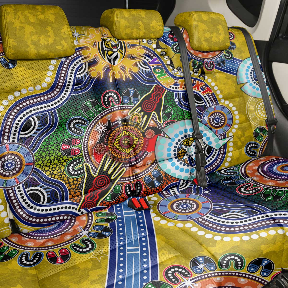 Custom NAIDOC Week 2024 Richmond Tiger Back Car Seat Cover Australia Aboriginal Dot Painting