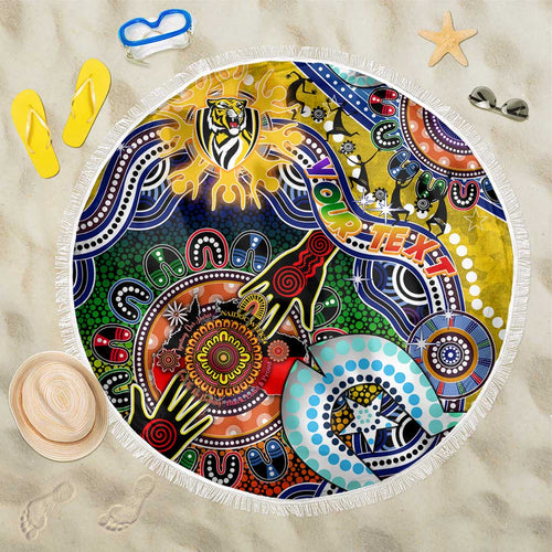 Custom NAIDOC Week 2024 Richmond Tiger Beach Blanket Australia Aboriginal Dot Painting