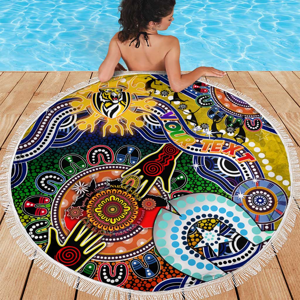 Custom NAIDOC Week 2024 Richmond Tiger Beach Blanket Australia Aboriginal Dot Painting