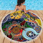 Custom NAIDOC Week 2024 Richmond Tiger Beach Blanket Australia Aboriginal Dot Painting