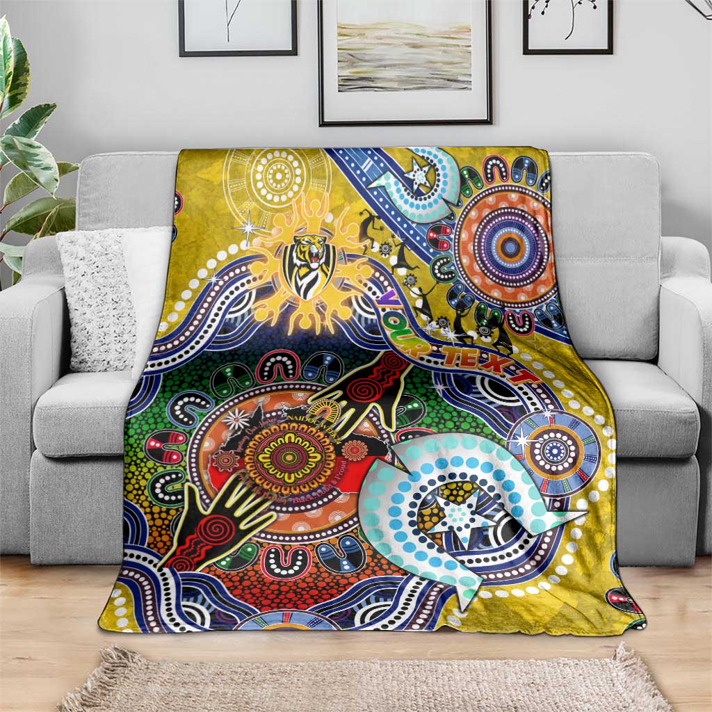 Custom NAIDOC Week 2024 Richmond Tiger Blanket Australia Aboriginal Dot Painting