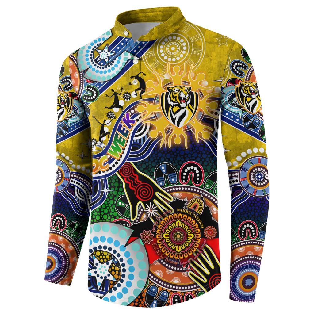 Custom NAIDOC Week 2024 Richmond Tiger Button Sweatshirt Australia Aboriginal Dot Painting