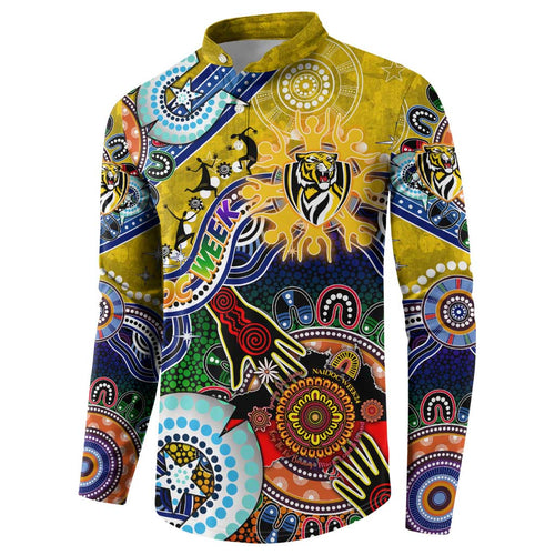 Custom NAIDOC Week 2024 Richmond Tiger Button Sweatshirt Australia Aboriginal Dot Painting