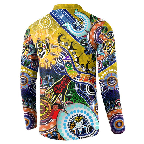 Custom NAIDOC Week 2024 Richmond Tiger Button Sweatshirt Australia Aboriginal Dot Painting