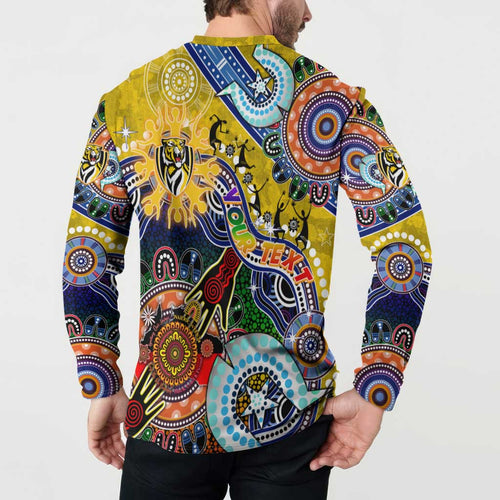 Custom NAIDOC Week 2024 Richmond Tiger Button Sweatshirt Australia Aboriginal Dot Painting
