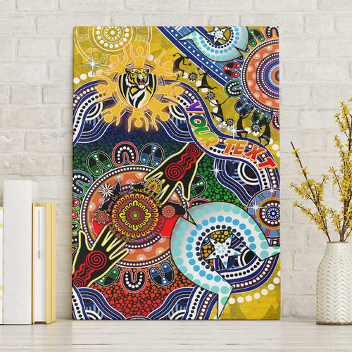 Custom NAIDOC Week 2024 Richmond Tiger Canvas Wall Art Australia Aboriginal Dot Painting