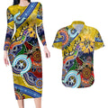 Custom NAIDOC Week 2024 Richmond Tiger Couples Matching Long Sleeve Bodycon Dress and Hawaiian Shirt Australia Aboriginal Dot Painting