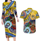 Custom NAIDOC Week 2024 Richmond Tiger Couples Matching Long Sleeve Bodycon Dress and Hawaiian Shirt Australia Aboriginal Dot Painting