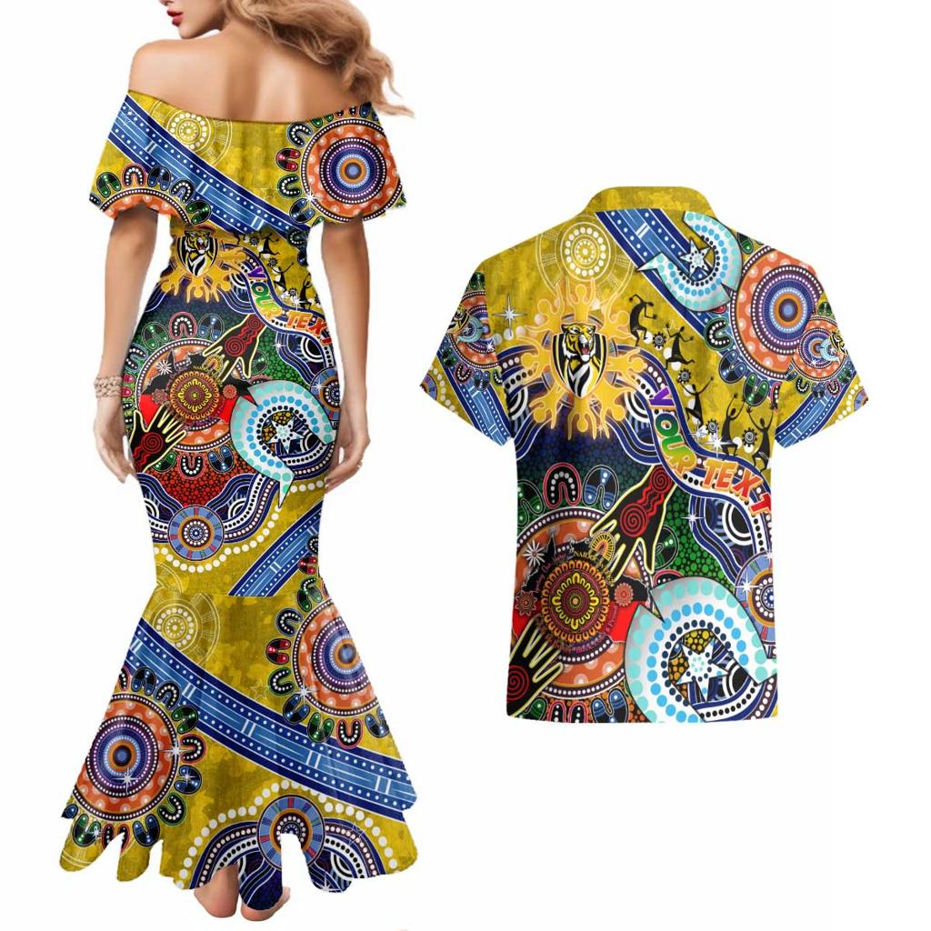 Custom NAIDOC Week 2024 Richmond Tiger Couples Matching Mermaid Dress and Hawaiian Shirt Australia Aboriginal Dot Painting