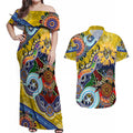 Custom NAIDOC Week 2024 Richmond Tiger Couples Matching Off Shoulder Maxi Dress and Hawaiian Shirt Australia Aboriginal Dot Painting