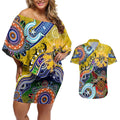Custom NAIDOC Week 2024 Richmond Tiger Couples Matching Off Shoulder Short Dress and Hawaiian Shirt Australia Aboriginal Dot Painting