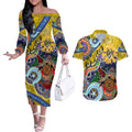 Custom NAIDOC Week 2024 Richmond Tiger Couples Matching Off The Shoulder Long Sleeve Dress and Hawaiian Shirt Australia Aboriginal Dot Painting