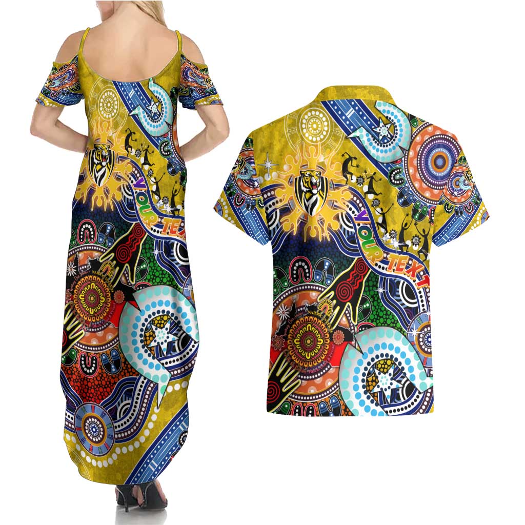 Custom NAIDOC Week 2024 Richmond Tiger Couples Matching Summer Maxi Dress and Hawaiian Shirt Australia Aboriginal Dot Painting