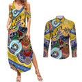 Custom NAIDOC Week 2024 Richmond Tiger Couples Matching Summer Maxi Dress and Long Sleeve Button Shirt Australia Aboriginal Dot Painting