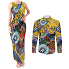 Custom NAIDOC Week 2024 Richmond Tiger Couples Matching Tank Maxi Dress and Long Sleeve Button Shirt Australia Aboriginal Dot Painting