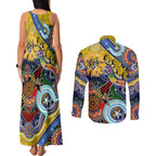 Custom NAIDOC Week 2024 Richmond Tiger Couples Matching Tank Maxi Dress and Long Sleeve Button Shirt Australia Aboriginal Dot Painting