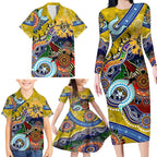 Custom NAIDOC Week 2024 Richmond Tiger Family Matching Long Sleeve Bodycon Dress and Hawaiian Shirt Australia Aboriginal Dot Painting