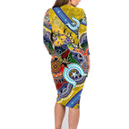 Custom NAIDOC Week 2024 Richmond Tiger Family Matching Long Sleeve Bodycon Dress and Hawaiian Shirt Australia Aboriginal Dot Painting