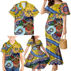 Custom NAIDOC Week 2024 Richmond Tiger Family Matching Mermaid Dress and Hawaiian Shirt Australia Aboriginal Dot Painting