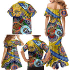Custom NAIDOC Week 2024 Richmond Tiger Family Matching Mermaid Dress and Hawaiian Shirt Australia Aboriginal Dot Painting