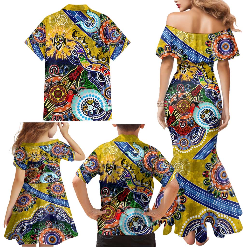Custom NAIDOC Week 2024 Richmond Tiger Family Matching Mermaid Dress and Hawaiian Shirt Australia Aboriginal Dot Painting
