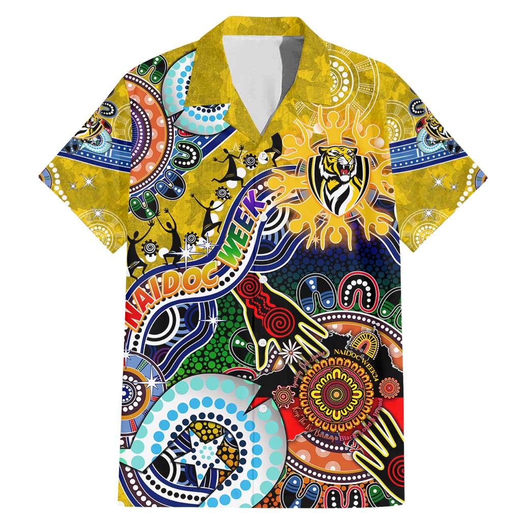 Custom NAIDOC Week 2024 Richmond Tiger Family Matching Mermaid Dress and Hawaiian Shirt Australia Aboriginal Dot Painting