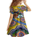 Custom NAIDOC Week 2024 Richmond Tiger Family Matching Off Shoulder Maxi Dress and Hawaiian Shirt Australia Aboriginal Dot Painting