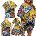 Custom NAIDOC Week 2024 Richmond Tiger Family Matching Off Shoulder Short Dress and Hawaiian Shirt Australia Aboriginal Dot Painting
