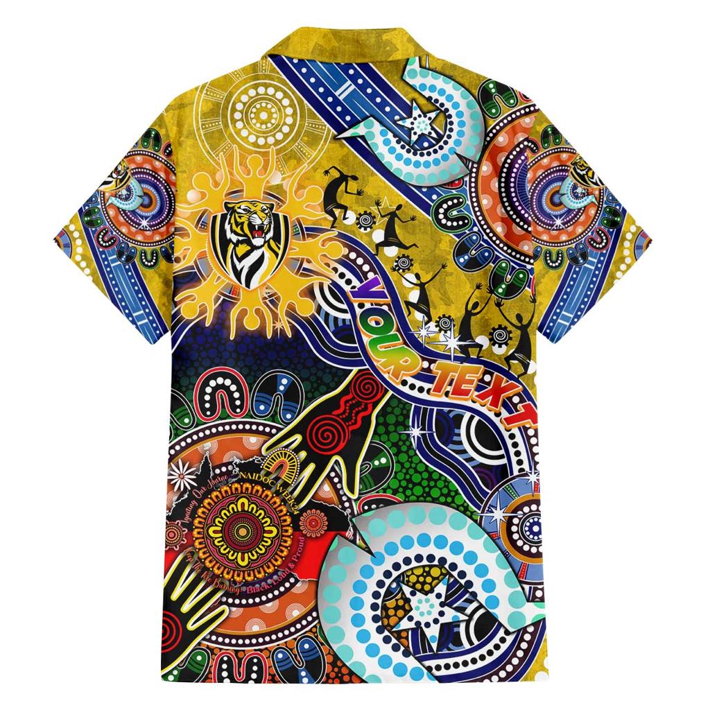 Custom NAIDOC Week 2024 Richmond Tiger Family Matching Off Shoulder Short Dress and Hawaiian Shirt Australia Aboriginal Dot Painting