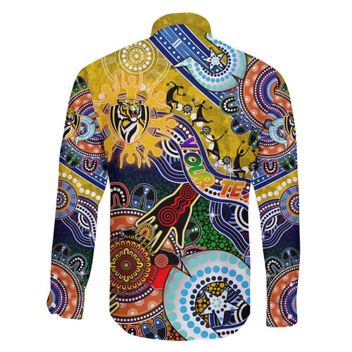 Custom NAIDOC Week 2024 Richmond Tiger Family Matching Off Shoulder Short Dress and Hawaiian Shirt Australia Aboriginal Dot Painting